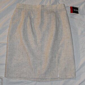 NWT Sag Harbor Fully Lined Cream/Oatmeal Linen Business/Dress Skirt with Slit